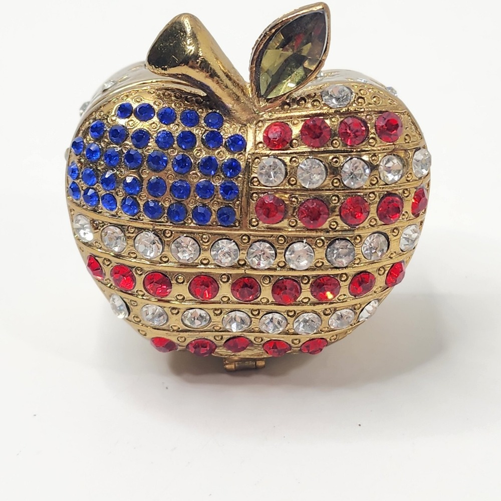 Art Form Objet d' Work of Art APPLE USA Patriotic Teacher Jeweled Trinket Box